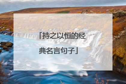 持之以恒的经典名言句子