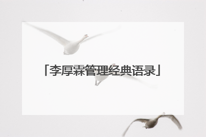 李厚霖管理经典语录