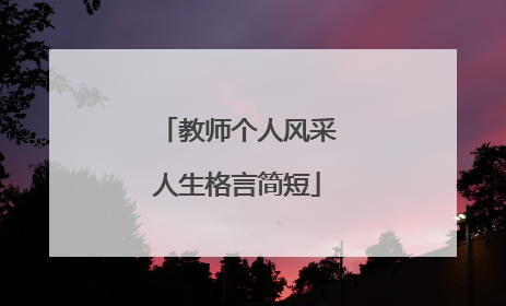教师个人风采人生格言简短