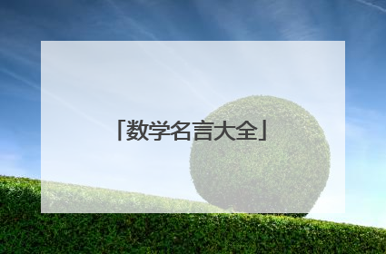 数学名言大全