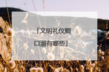 文明礼仪顺口溜有哪些