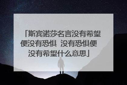 斯宾诺莎名言没有希望便没有恐惧 没有恐惧便没有希望什么意思