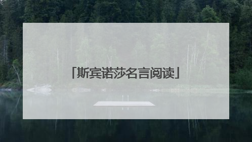 斯宾诺莎名言阅读