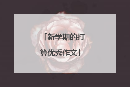新学期的打算优秀作文