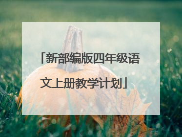 新部编版四年级语文上册教学计划