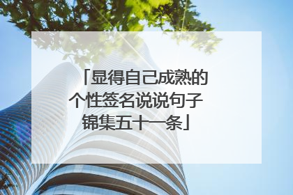 显得自己成熟的个性签名说说句子锦集五十一条