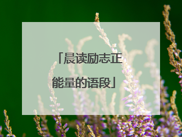 晨读励志正能量的语段