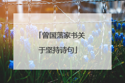 曾国藩家书关于坚持诗句