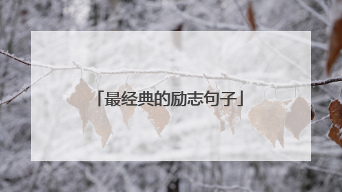 最经典的励志句子