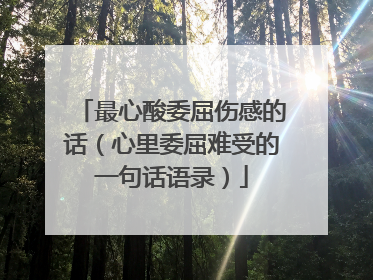 最心酸委屈伤感的话（心里委屈难受的一句话语录）