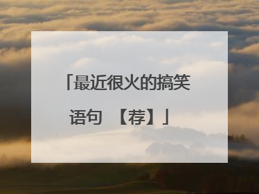 最近很火的搞笑语句 【荐】