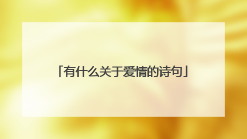 有什么关于爱情的诗句