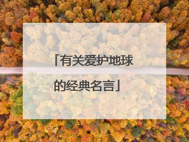有关爱护地球的经典名言