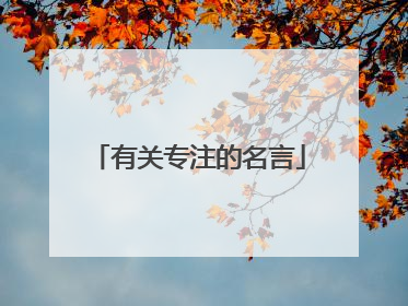 有关专注的名言