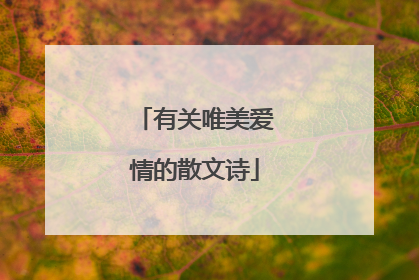 有关唯美爱情的散文诗