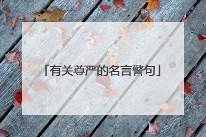 有关尊严的名言警句