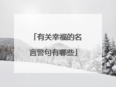 有关幸福的名言警句有哪些