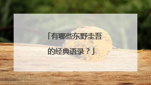 有哪些东野圭吾的经典语录？
