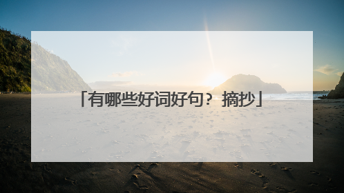 有哪些好词好句? 摘抄