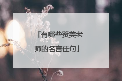 有哪些赞美老师的名言佳句