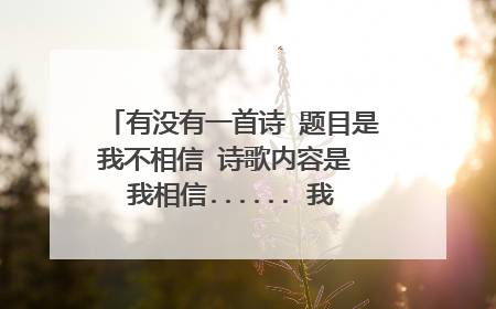 有没有一首诗 题目是我不相信 诗歌内容是 我相信...... 我相信.......