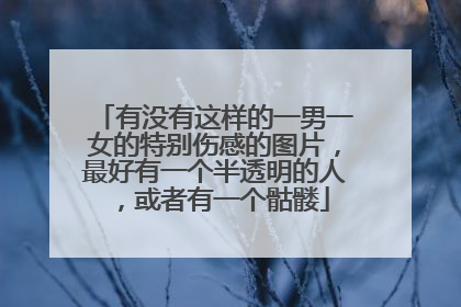 有没有这样的一男一女的特别伤感的图片，最好有一个半透明的人，或者有一个骷髅