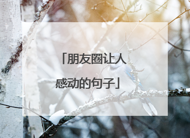 朋友圈让人感动的句子