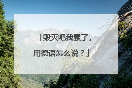 毁灭吧我累了,用德语怎么说?