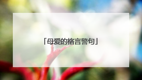 母爱的格言警句