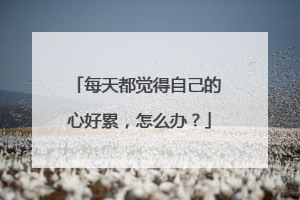 每天都觉得自己的心好累,怎么办?