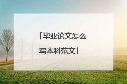 毕业论文怎么写本科范文
