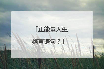 正能量人生格言语句？