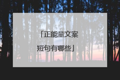 正能量文案短句有哪些