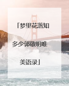 梦里花落知多少郭敬明唯美语录
