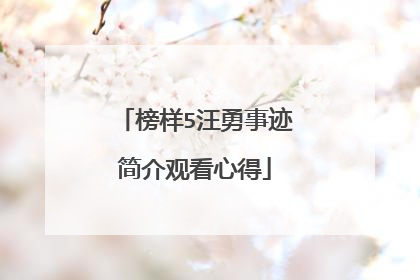 榜样5汪勇事迹简介观看心得