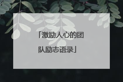 激励人心的团队励志语录