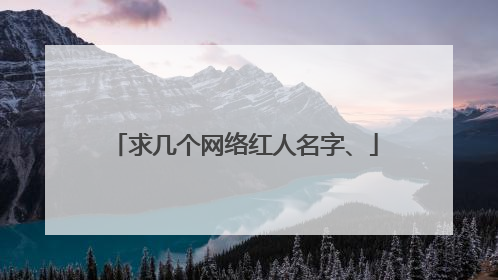 求几个网络红人名字、