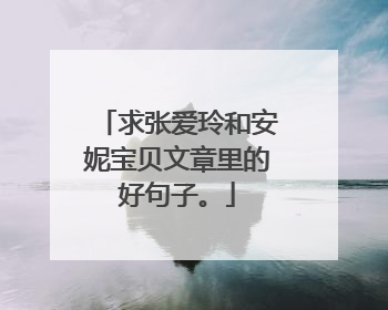 求张爱玲和安妮宝贝文章里的好句子。