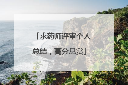 求药师评审个人总结,高分悬赏