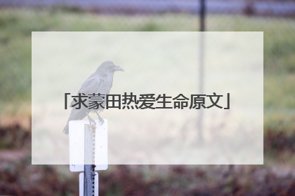 求蒙田热爱生命原文