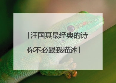 汪国真最经典的诗你不必跟我描述
