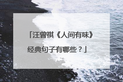 汪曾祺《人间有味》经典句子有哪些?
