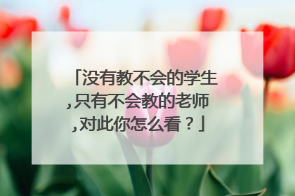 没有教不会的学生,只有不会教的老师,对此你怎么看?