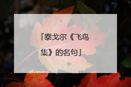 泰戈尔《飞鸟集》的名句