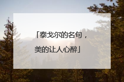 泰戈尔的名句，美的让人心醉