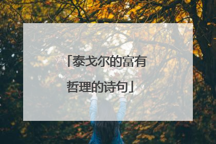 泰戈尔的富有哲理的诗句