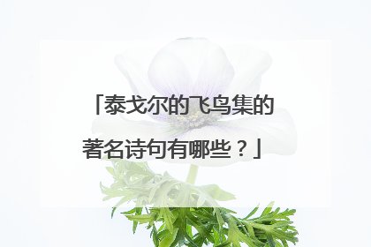 泰戈尔的飞鸟集的著名诗句有哪些？