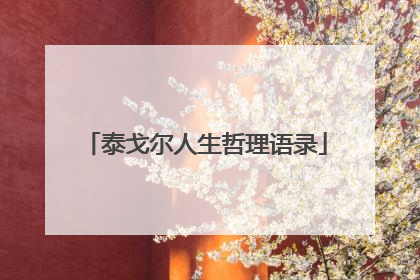 泰戈尔人生哲理语录