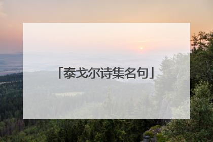 泰戈尔诗集名句