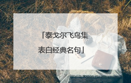 泰戈尔飞鸟集表白经典名句